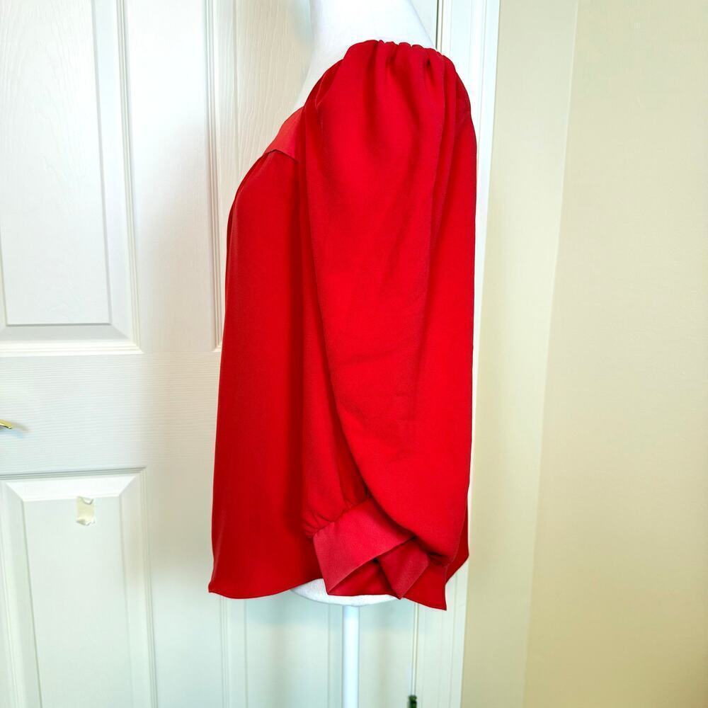 Trina Turk Chihiro Top Size Small Flowy Red Crepe Bold Colorful - Picture 5 of 8
